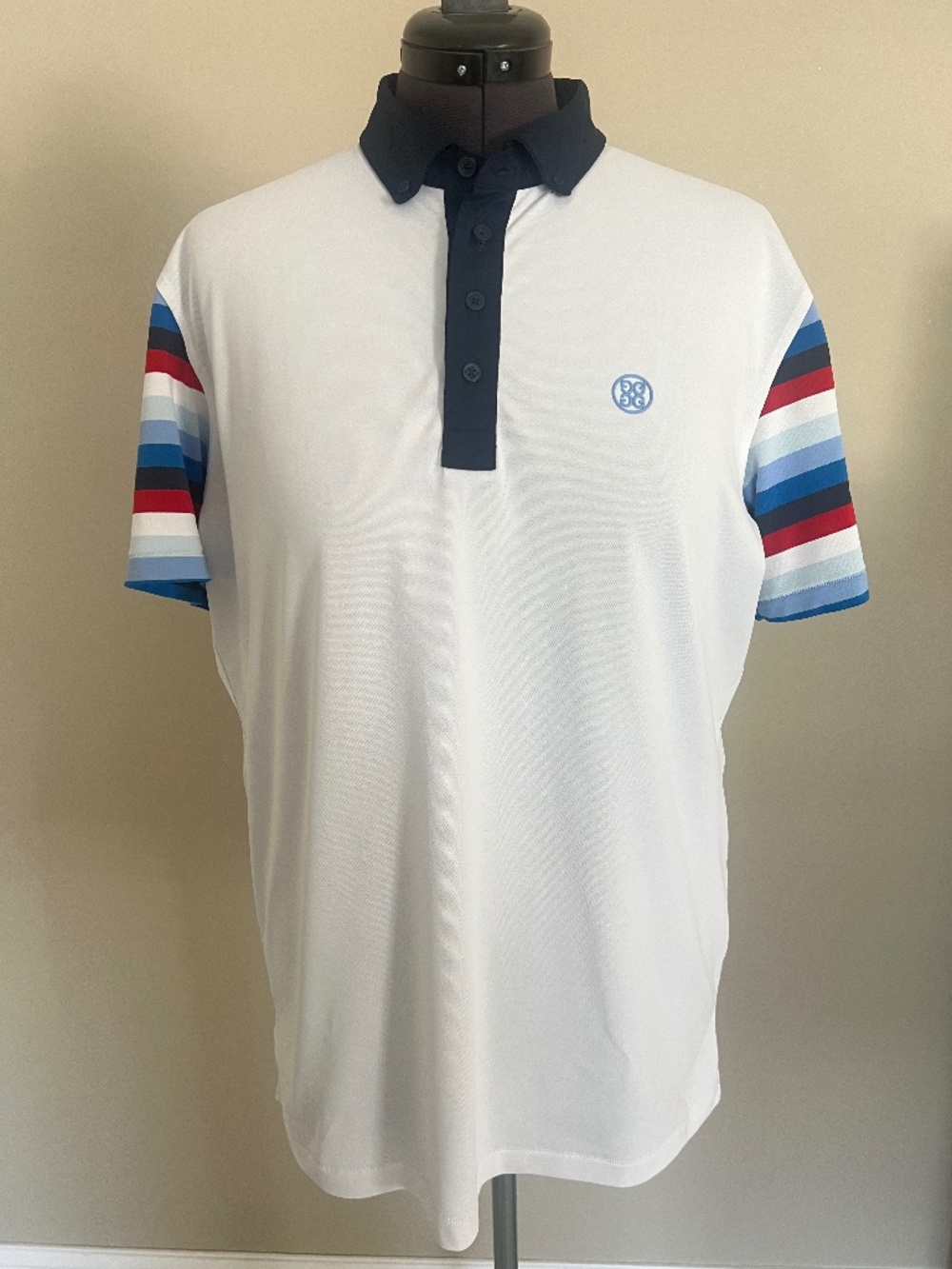 G/Force Golf Logo White Size L Polo Striped Short Sleeve Men's